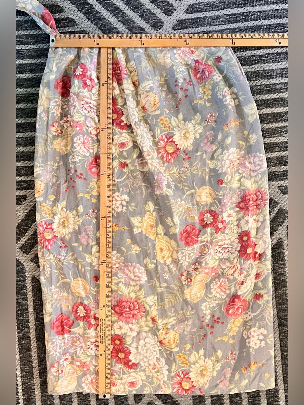VINTAGE 90s LAUREN Ralph Lauren Sz 16 Linen Wrap Country Garden Party Midi Skirt - Picture 9 of 10